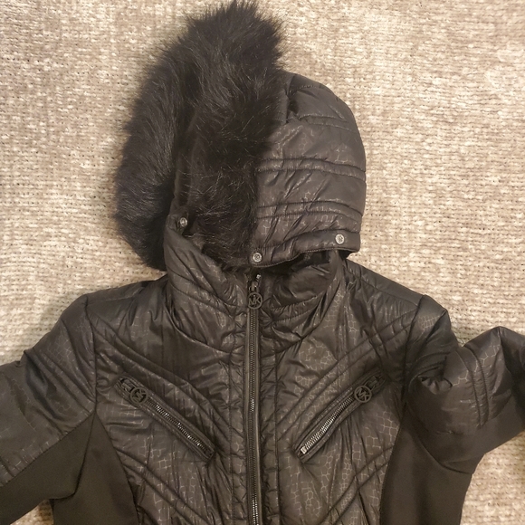 Michael Kors Mixed Media Black Puffer Coat - Picture 6 of 11